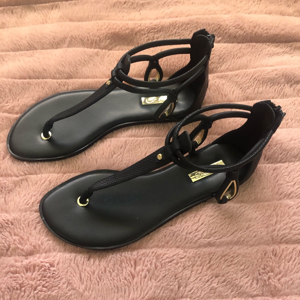 Black and Gold Sandals